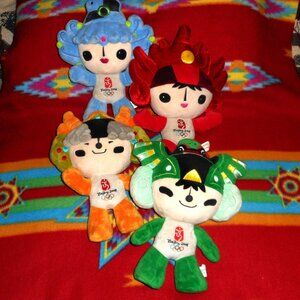 Lot of 4 Assorted Beijing 2008 Olympics 12" Fuwa Mascots Plush Dolls